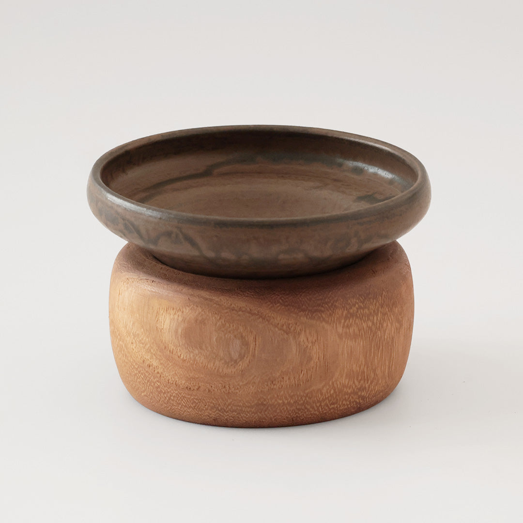 桐鉢:ライトブラウン うつわ:瀬戸黒